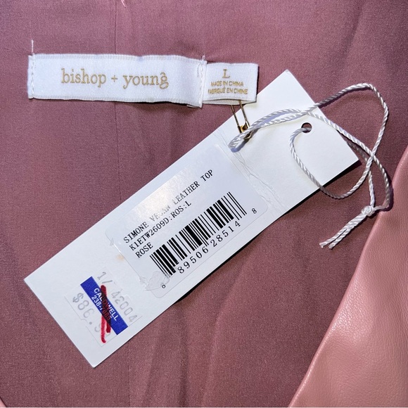 Bishop + Young NWT Women's Simone Faux Leather Feminine Pink Vest Size Large - Picture 4 of 6